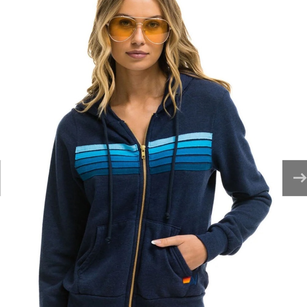 Aviator Nation 5 stripe SUPER comfy Zip up XXL